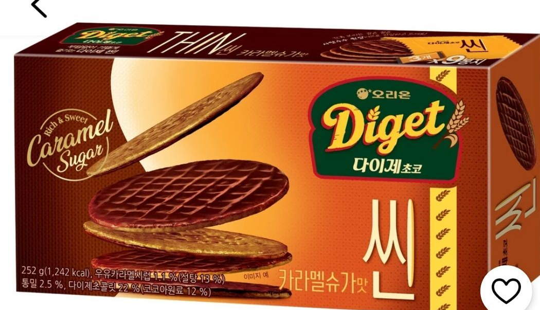 오리온 다이제 씬 비스켓 카라멜슈가맛 9p (2,380원/무료)